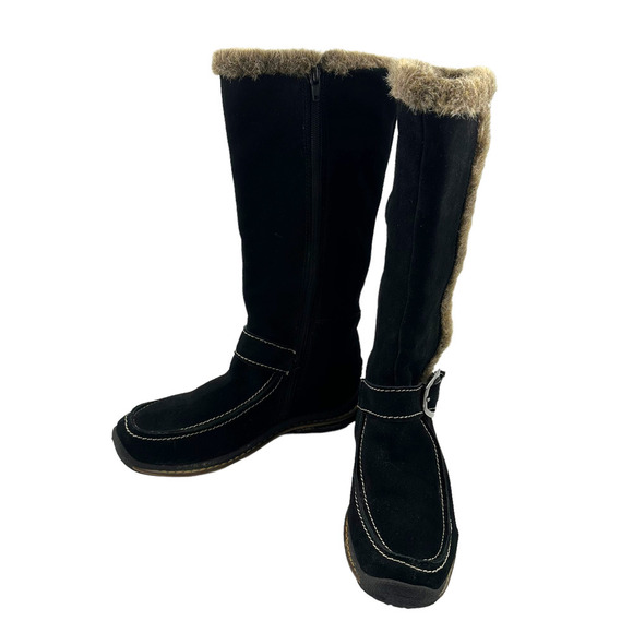 Apres by Lamo Black Suede Side Zip Winter Boots Lamb Wool Insoles Sz 9 - Picture 2 of 10